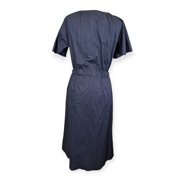 New Monica Nera Midi Dress Ava Navy Blue Oversized Quiet Luxury Wedding Guest - Picture 2 of 9